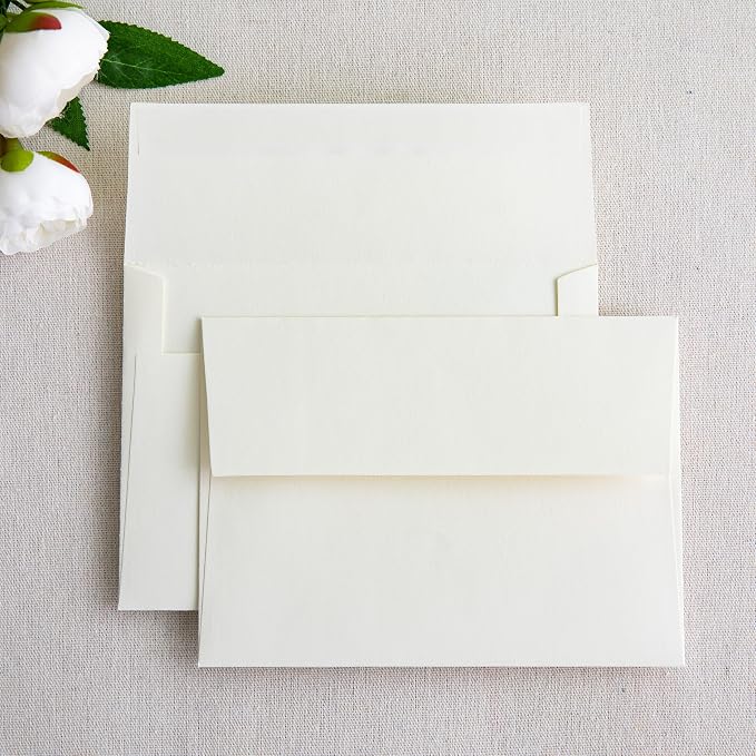 PONATIA 50 Pieces 5x7 Envelopes, Ivory A7 Envelopes Self Seal by ponatia