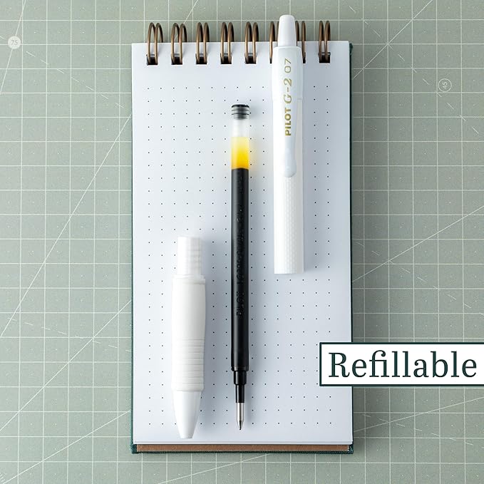 PILOT, G2 Premium Gel Roller Pens, G2 Edge White, Sensory Writing Experience, 12ct box, Fine Point 0.7 mm-DeskLoop Office