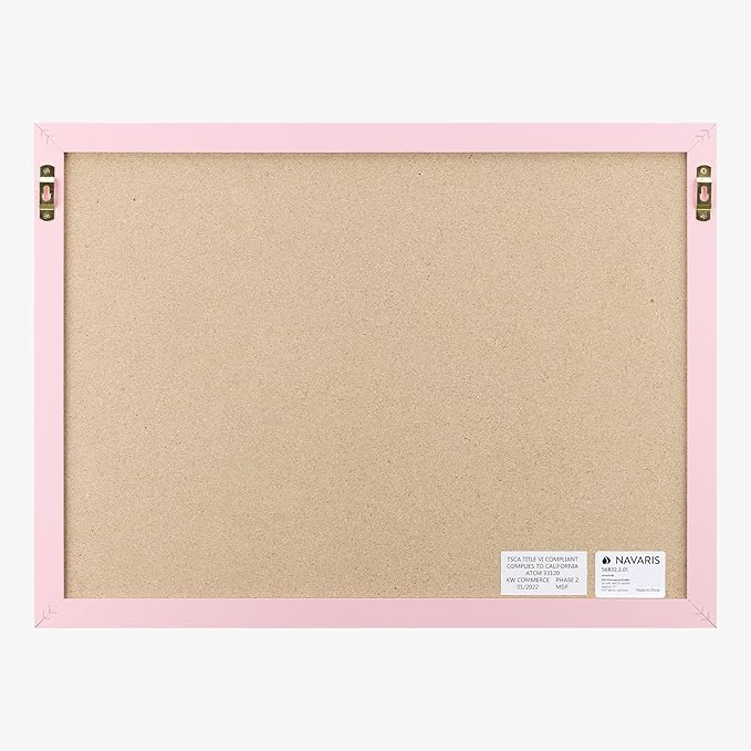 Navaris Framed Linen Bulletin Board - 17 x 23 inches Fabric Jewelry Organizer Pinboard for Wall Memory Memo Pin Board - Natural Linen with Pink Frame-DeskLoop Office