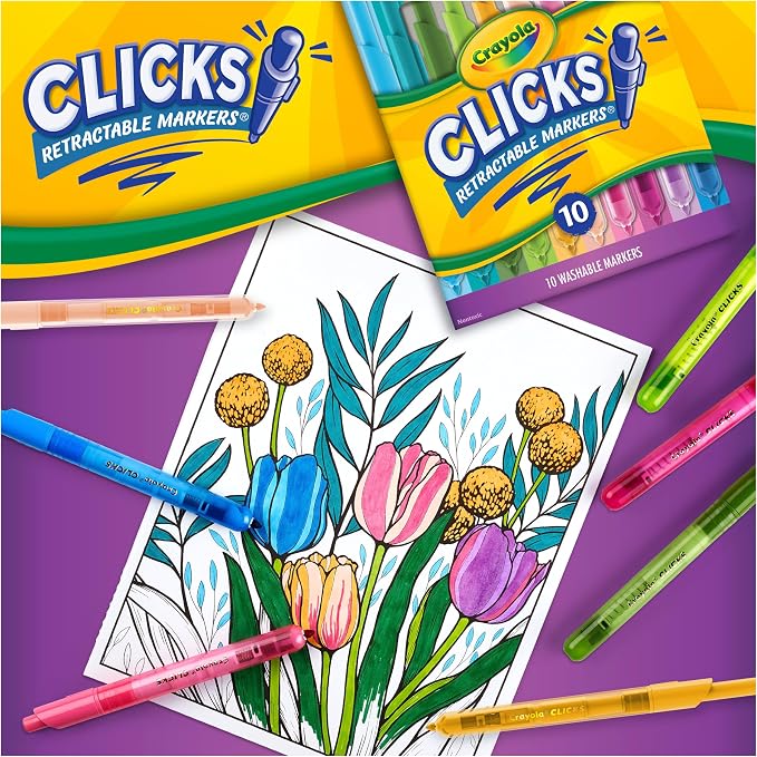 Crayola Clicks Retractable Markers Bold, Teacher Classroom School Supplies - Image 6