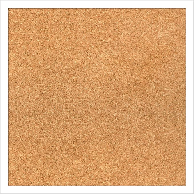 Amanti Art Natural Cork Board for Wall, 19x19 Vision Board with White Frame, Small Corkboard Office Decor for Home Organization, Modern Corkboard Pinboard to Display Items for Home Organization in-DeskLoop Office