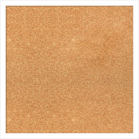 Amanti Art Natural Cork Board for Wall, 19x19 Vision Board with White Frame, Small Corkboard Office Decor for Home Organization, Modern Corkboard Pinboard to Display Items for Home Organization in-DeskLoop Office