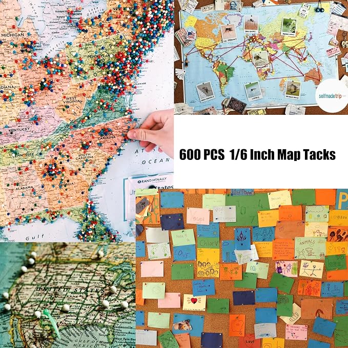 600 PCS Push Pins Map Tacks, 10 Assorted Colors in Reconfigurable Containers - Image 5