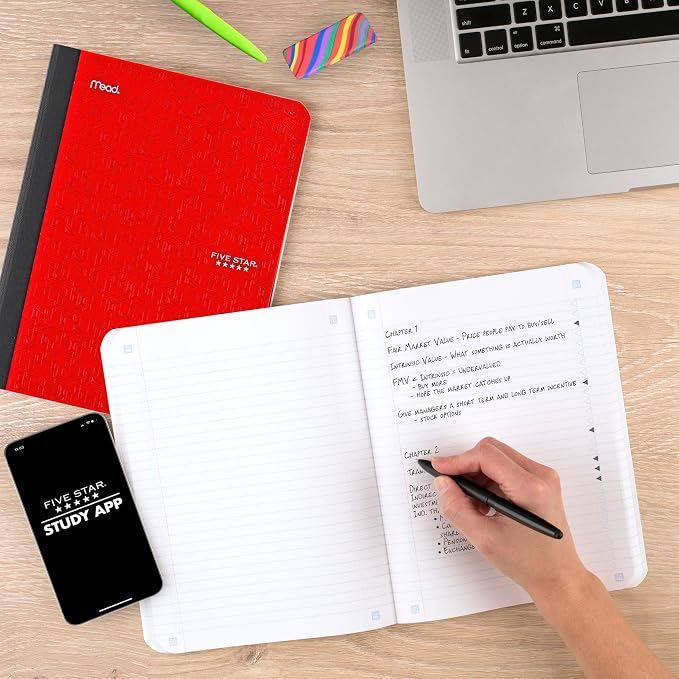 Five Star Composition Book + Study App, 4 Pack, College Ruled Paper, 7-1/2" x - Image 4