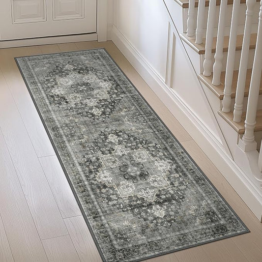 GENIMO 2'6"x10 Runner Rugs for Hallway, Machine Washable Non Slip Vintage Rugs by GENIMO