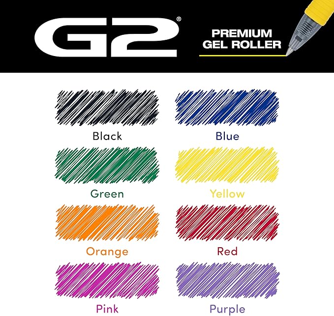 PILOT, G2 Premium Gel Roller Pens, G2 Rainbow Colors Pack, 8 Pack Pouch, Fine Point 0.7 mm, Assorted-DeskLoop Office
