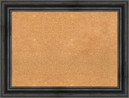 Amanti Art Natural Cork Board for Wall, 25x33 Vision Board with Black Wood Frame, Medium Corkboard Office Decor for Home Organization, Rustic Farmhouse Corkboard Pinboard to display items for home-DeskLoop Office