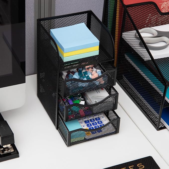 Mind Reader Desktop Accessory Storage, Paper Binder Clip Basket, Metal Mesh - Image 6