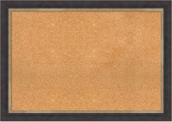 Amanti Art Natural Cork Board for Wall, 29x41 Vision Board with Black Wood Frame, Large Corkboard Office Decor for Home Organization, Casual Corkboard Pinboard to display items for home organization-DeskLoop Office