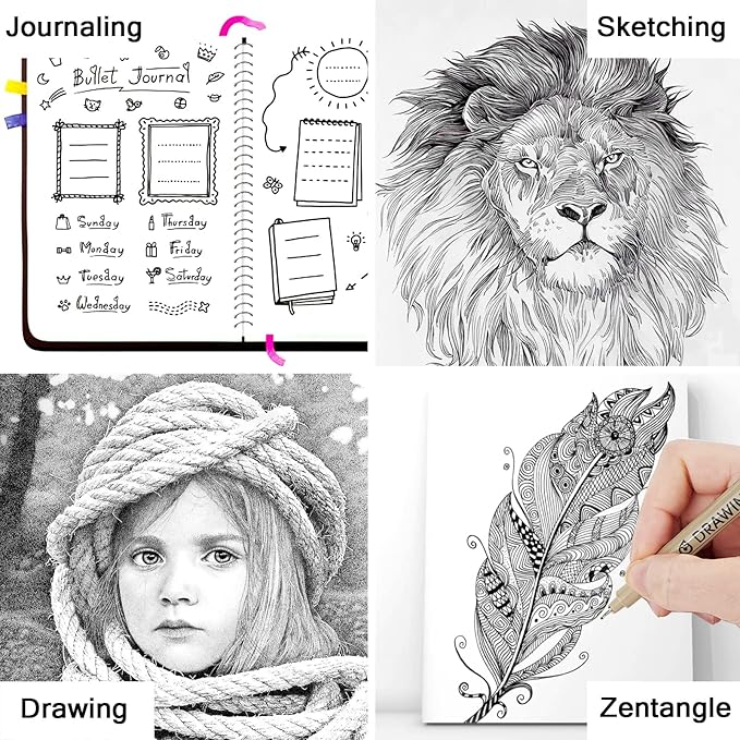 Muchcute Micro Fineliner Drawing Art Pens: 12 Black Fine Line Waterproof Ink - Image 6