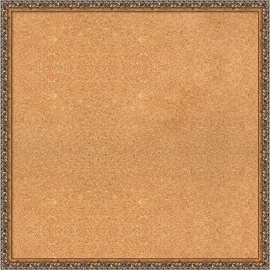 Amanti Art Natural Cork Board for Wall, 28x28 Vision Board with Bronze Frame, Large Corkboard Office Decor for Home Organization, Traditional Corkboard Pinboard to Display Items for Home Organization-DeskLoop Office