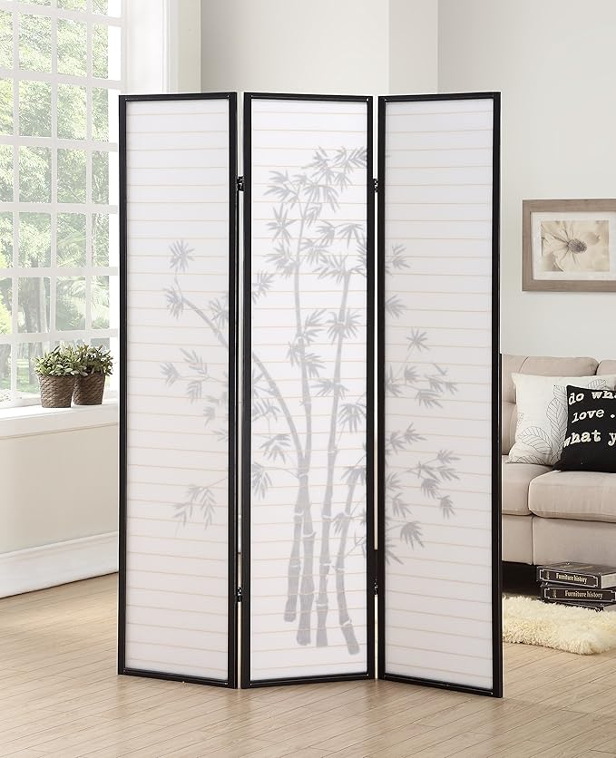 NicBex Room Divider 3 Panel Room Dividers with Oriental Style Partition Room Dividers and Folding Privacy Screens Wall Divider for Home, Office, Room Separation,72" W x 1" D x 72" H, Black-DeskLoop Office