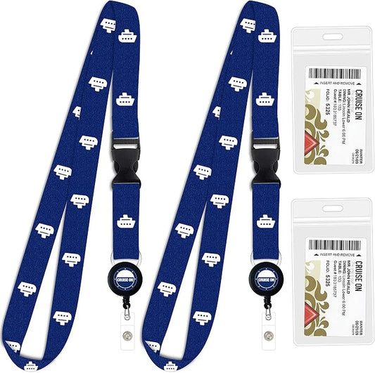 Cruise On Cruise Lanyard for Ship Cards – 2-Pack Retractable Badge & Waterproof by CruiseOn