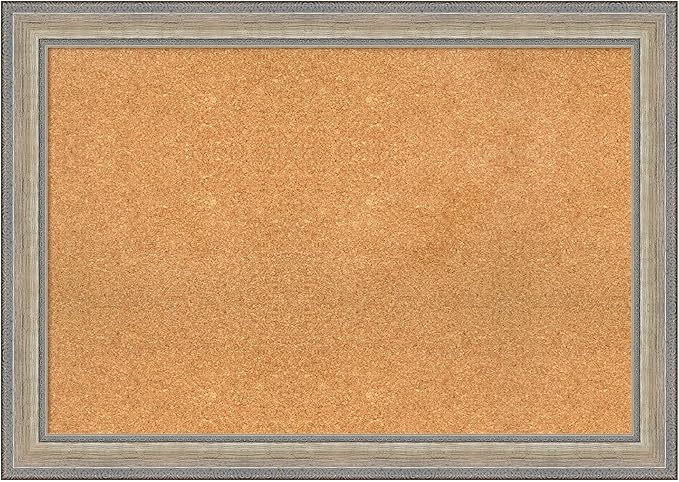 Amanti Art Natural Cork Board for Wall, 29x41 Vision Board with Silver Wood Frame, Large Corkboard Office Decor for Home Organization, Traditional Corkboard Pinboard to display items for home-DeskLoop Office