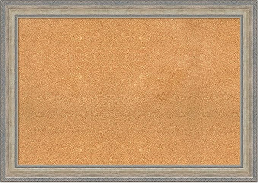 Amanti Art Natural Cork Board for Wall, 29x41 Vision Board with Silver Wood Frame, Large Corkboard Office Decor for Home Organization, Traditional Corkboard Pinboard to display items for home-DeskLoop Office