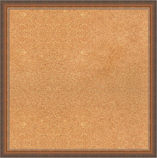 Amanti Art Natural Cork Board for Wall, 24x24 Vision Board with Bronze Frame, Medium Corkboard Office Decor for Home Organization, Modern Corkboard Pinboard to Display Items for Home Organization in-DeskLoop Office