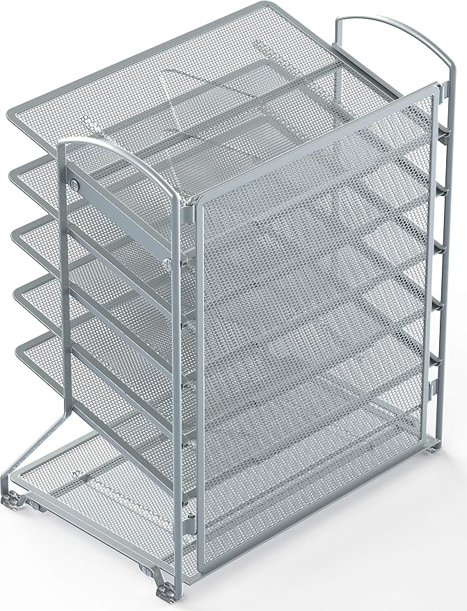 Simple Houseware 6-Tier Sliding File Organizer, Desk Letter Tray - Image 4