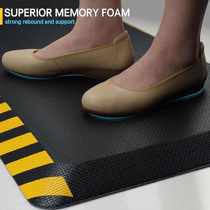 FEATOL Kitchen Mats for Floor 2 Packs, 9/10 Extra Thick Cushioned Anti Fatigue Floor Mat, Memory Foam Padded for Standing at Home, Kitchen, Garage, 20" x 48"-Support for Leg & Back Pain-DeskLoop Office
