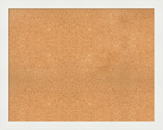 Amanti Art Natural Cork Board for Wall, 31x39 Vision Board with White Frame, Large Corkboard Office Decor for Home Organization, Casual Corkboard Pinboard to Display Items for Home Organization in-DeskLoop Office