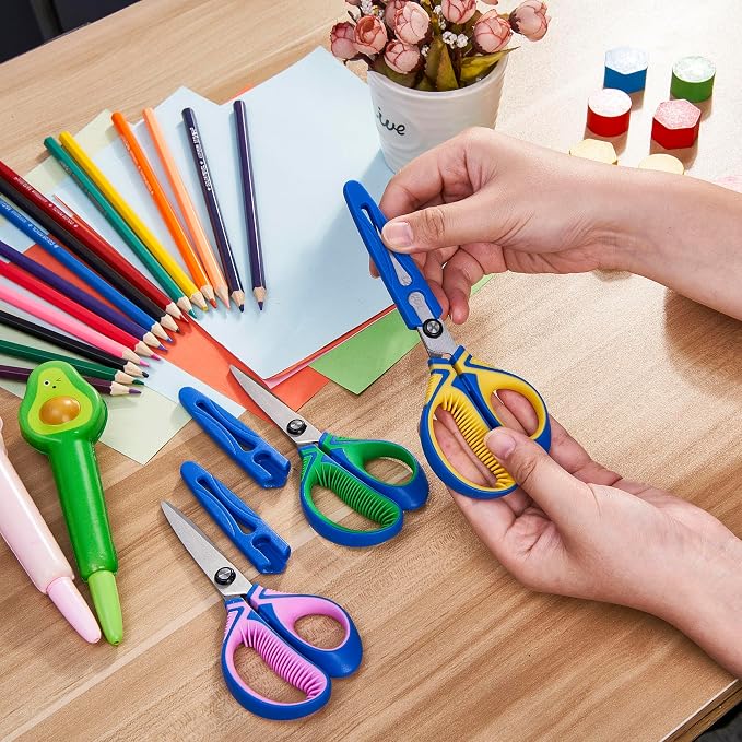 6" Kids Scissors Ages 5-8 School, Soft Comfort Grip, 3 Pack | - Image 4