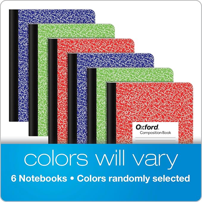 Oxford Composition Notebooks, 6 Pack, Cover Colors Vary, Wide Ruled Paper - Image 5