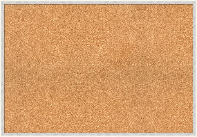 Amanti Art Natural Cork Board for Wall, 27x39 Vision Board with White Frame, Large Corkboard Office Decor for Home Organization, Modern Corkboard Pinboard to Display Items for Home Organization in-DeskLoop Office