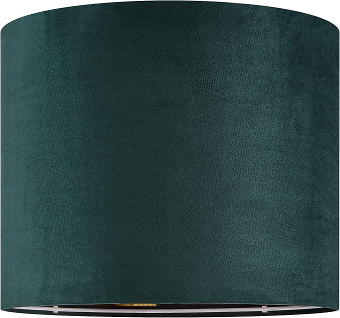 GO&SO Green Velvet Medium Lamp Shades Drum Lamp Shades 13" Top x 13" Bottom x - Image 8