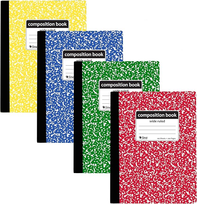 C-Line Composition Notebook, Wide Ruled, Marble Cover, 1 Notebook, Color May by C-Line