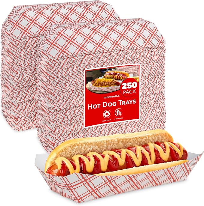 Checkered Food Trays 250 Pack Retro Red & White Grease Resistant Recyclable by StockYourHome