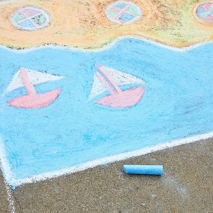 Colorations Sidewalk Chalk – 50pc 4” x 1” Washable, Bright Colored Chalk Set – Fun Kid Art Colors & Patterns – Draw on Classroom Chalkboard or Outdoor Playground – Jumbo Bulk-DeskLoop Office