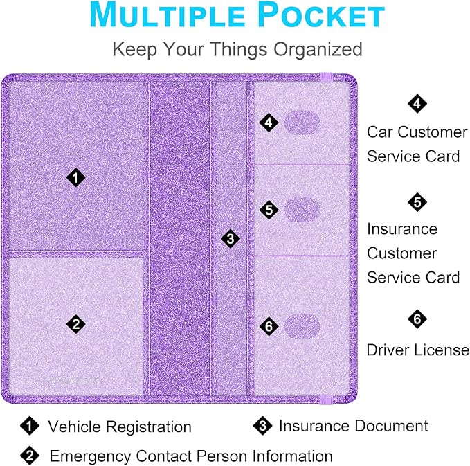 Wisdompro Car Document Holder Organiser, PU Leather Vehicle Insurance and - Image 2