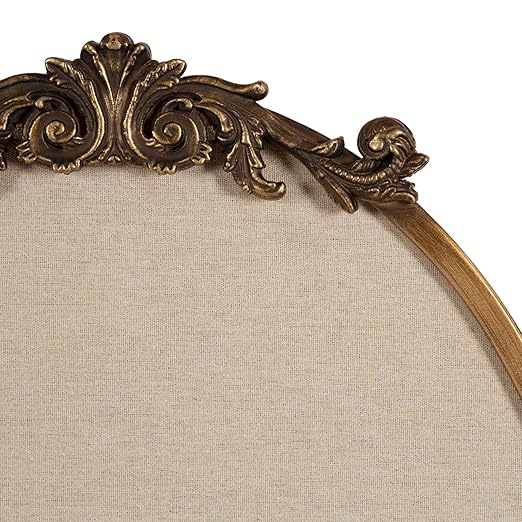 Kate and Laurel Arendahl Decorative Oval Pinboard, 18 x 24, Gold, Framed Round Ornate Vintage Cork Board for Use as Motivational Vision Board or Wall Organizer-DeskLoop Office