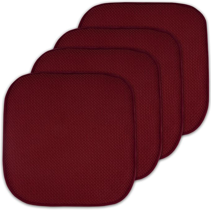 4 Pack Memory Foam Honeycomb Nonslip Back 16" x16" Chair/Seat Cushion Pad by SweetHomeCollection