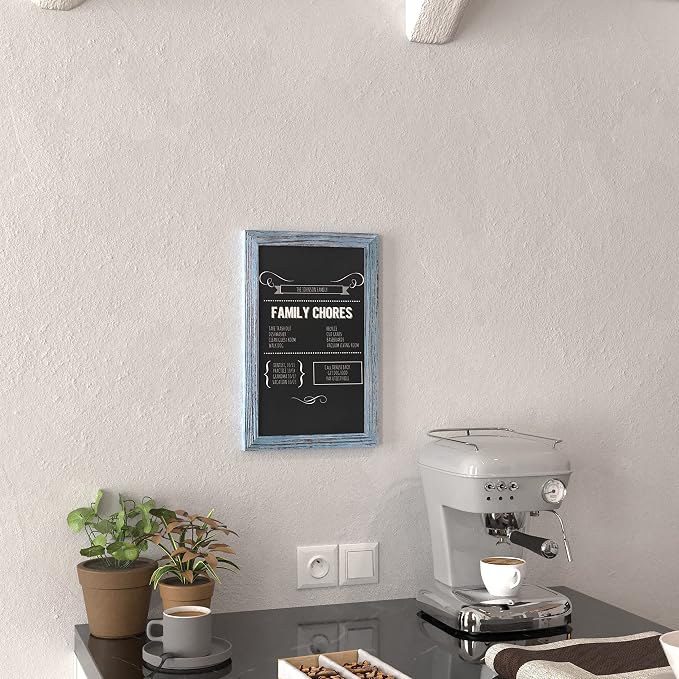 HBCY Creations 11" x 17" Rustic Blue Solid Wood Frame Wall Chalkboard, Magnetic - Image 6