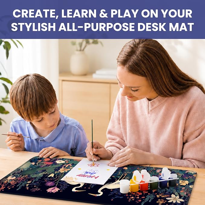 Aesthetic Desk Mat, Cute Midnight Cranes Desk Pad Protector - Image 7