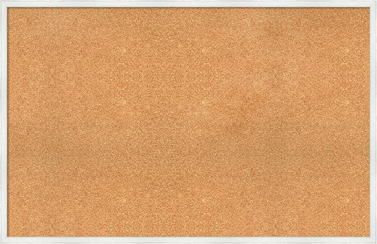 Amanti Art Natural Cork Board for Wall, 29x45 Vision Board with White Frame, Oversize Corkboard Office Decor for Home Organization, Country Rustic Corkboard Pinboard to Display Items for Home-DeskLoop Office