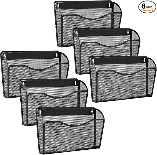 Gawerk 6 Pack Wall File Organizer, Mesh Hanging Metal Vertical Wall Mounted by Gawerk