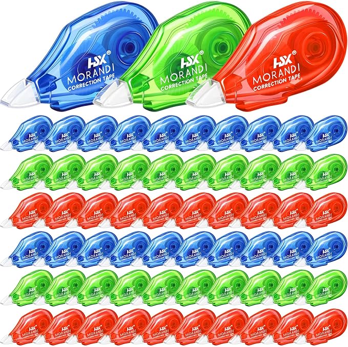 Fullhawl 60 Pack White Correction Tape Bulk 19.7 ft Red Green and Blue by Fullhawl