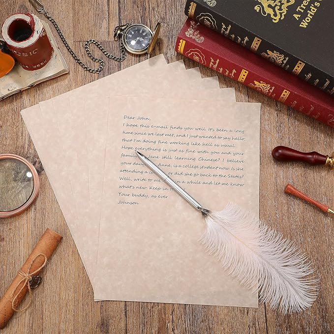 Epakh 200 Sheets Old Age Parchment Paper 8.5 x 11 Inch Standard Letter Vintage Colored Old Parchment Semblance Double Side Printing Paper(Dark Beige)-DeskLoop Office