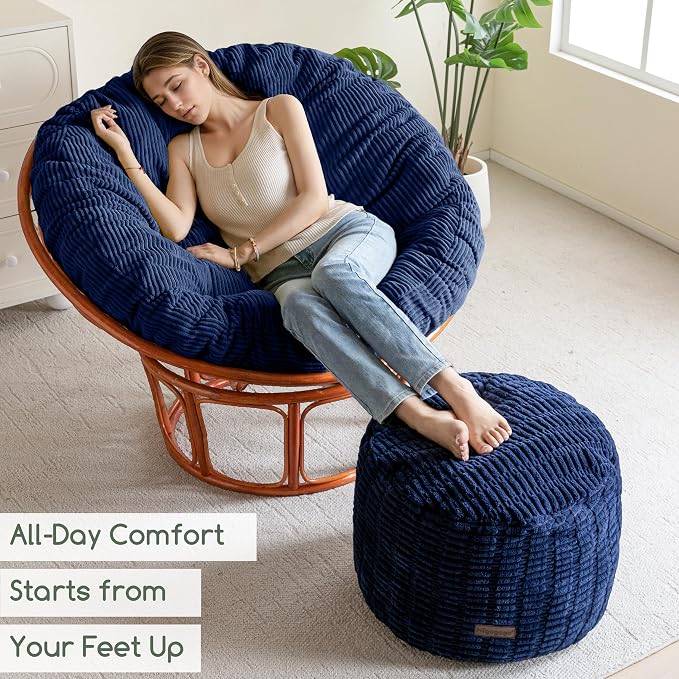 HIGOGOGO Pouf Ottoman Stuffed Round Modern Foam Filled Foot Rest Poufs - Image 4