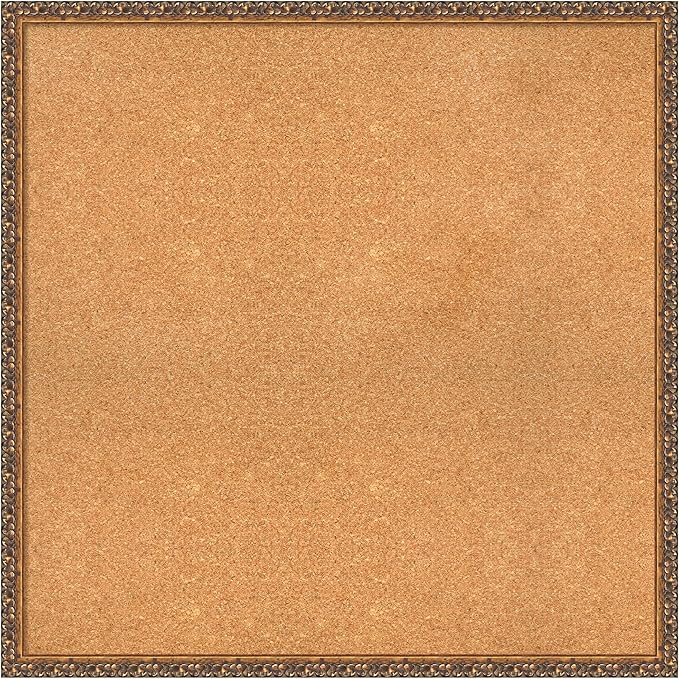 Amanti Art Natural Cork Board for Wall, 34x34 Vision Board with Bronze Frame, Large Corkboard Office Decor for Home Organization, Traditional Corkboard Pinboard to Display Items for Home Organization-DeskLoop Office