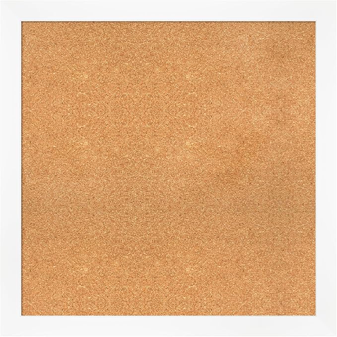 Amanti Art Natural Cork Board for Wall, 31x31 Vision Board with White Frame, Large Corkboard Office Decor for Home Organization, Modern Corkboard Pinboard to Display Items for Home Organization in-DeskLoop Office