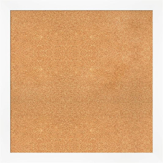 Amanti Art Natural Cork Board for Wall, 31x31 Vision Board with White Frame, Large Corkboard Office Decor for Home Organization, Modern Corkboard Pinboard to Display Items for Home Organization in-DeskLoop Office