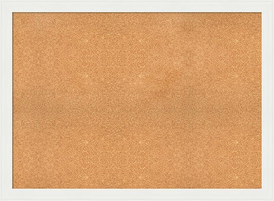 Amanti Art Natural Cork Board for Wall, 33x45 Vision Board with White Frame, Oversize Corkboard Office Decor for Home Organization, Casual Corkboard Pinboard to Display Items for Home Organization in-DeskLoop Office