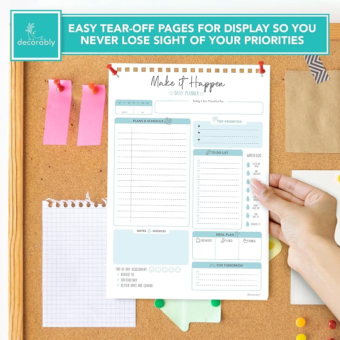 Decorably 52 Sheets Blue Undated Make It Happen Notepad - Image 5