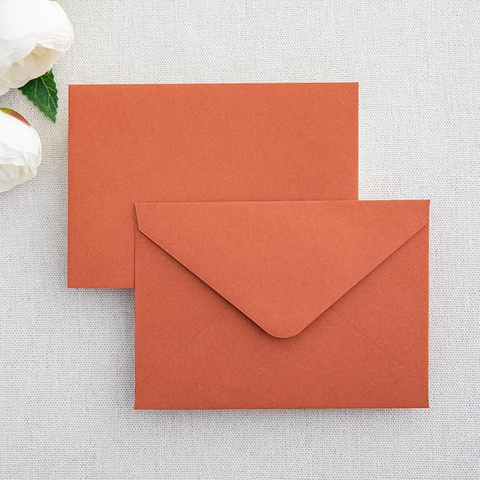 PONATIA 50 Pack A1 Envelopes, 3.62 x 5.2'' Burnt Orange Envelopes Perfect - Image 2