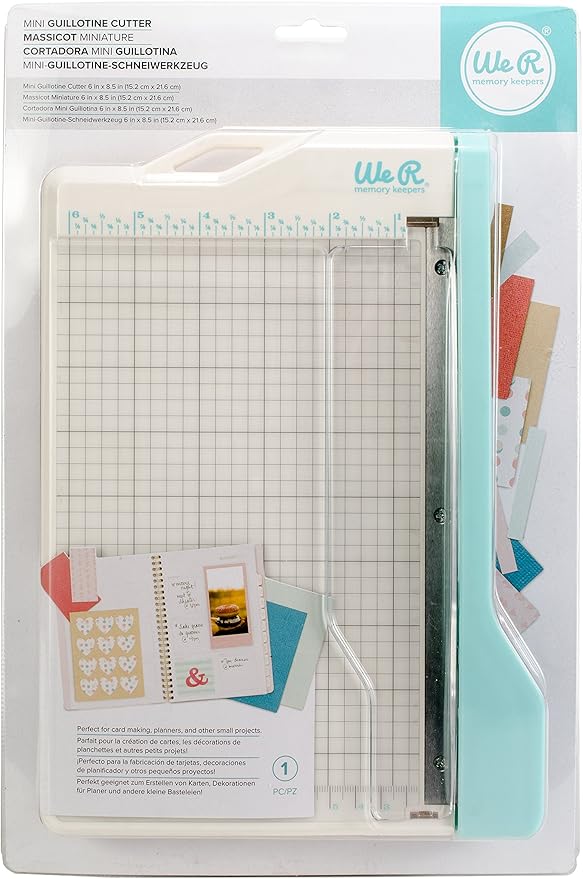 We R Memory Keepers Mini Guillotine Paper Trimmer – Blue, Compact Paper Cutter by WeRMemoryKeepers