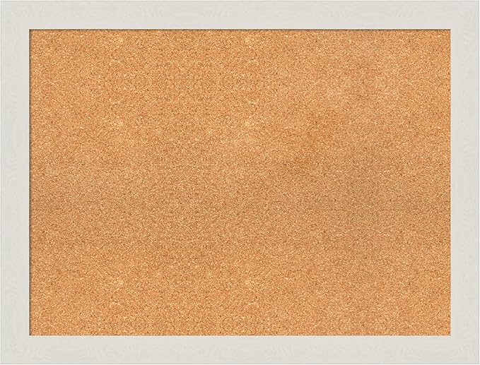 Amanti Art Natural Cork Board for Wall, 25x33 Vision Board with White Frame, Large Corkboard Office Decor for Home Organization, Country Rustic Corkboard Pinboard to Display Items for Home-DeskLoop Office
