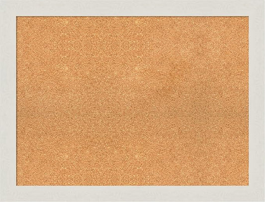 Amanti Art Natural Cork Board for Wall, 25x33 Vision Board with White Frame, Large Corkboard Office Decor for Home Organization, Country Rustic Corkboard Pinboard to Display Items for Home-DeskLoop Office