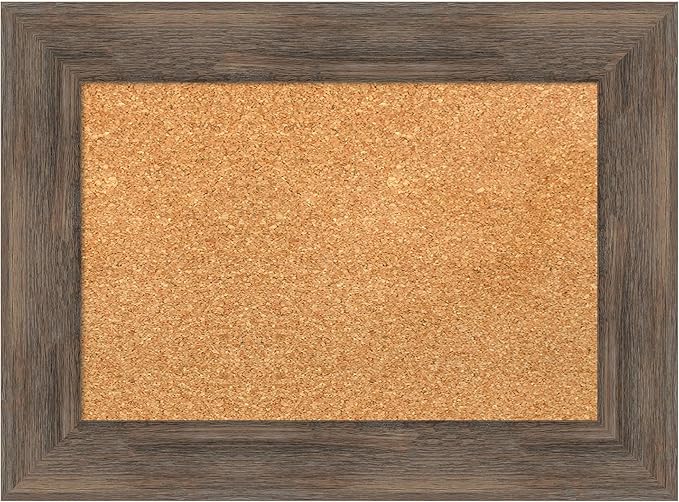 Amanti Art Natural Cork Board for Wall, 17x23 Vision Board with Brown Wood Frame, Small Corkboard Office Decor for Home Organization, Country Rustic Corkboard Pinboard to Display Items for Home-DeskLoop Office